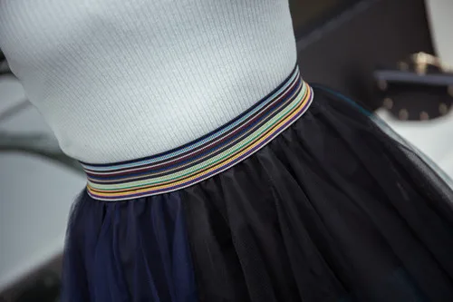 color waist Новые летние модные женские юбки бальное платье однотонная танцевальная фатиновая Юбка элегантная Сексуальная Повседневная Свободная Милая юбка для девочек 4885 50 - Цвет: color waist