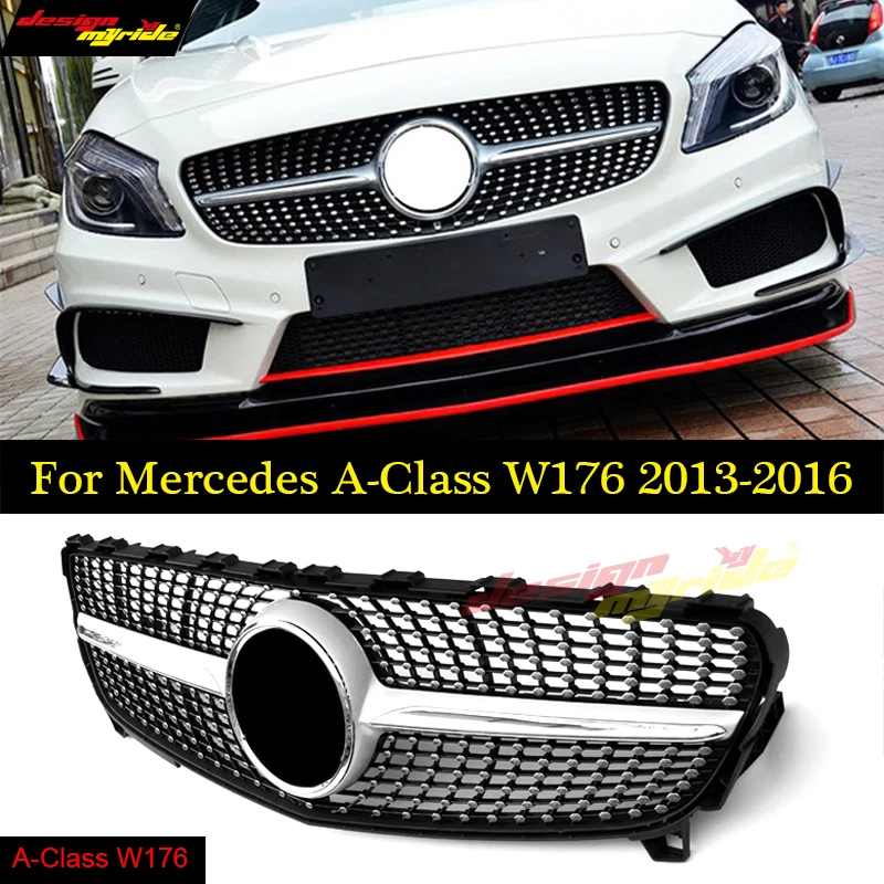 Для Mercedes W176 A Class Sports A45 Алмазная решетка гриль грили A160 A200 A220 A250 глянец Черный