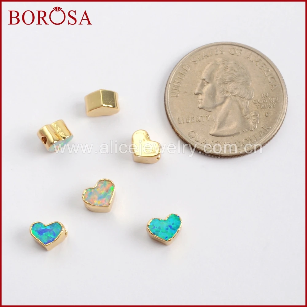 BOROSA 10 шт 5x6 мм в форме сердца золотой цвет японский опал боковая пробуренная