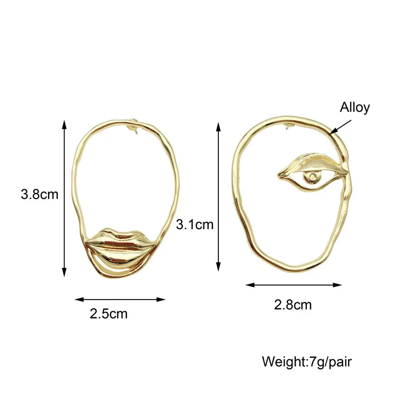 TOTASALLY Women Chic Earrings Trendy Funny Alloy Lip Eye Facw Fashion Female Nova Jewelry for Party show |