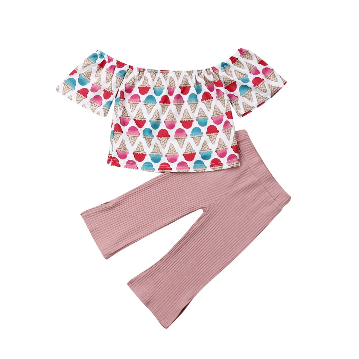Комплект из 2 предметов для маленьких девочек: топ с открытыми плечами + длинные