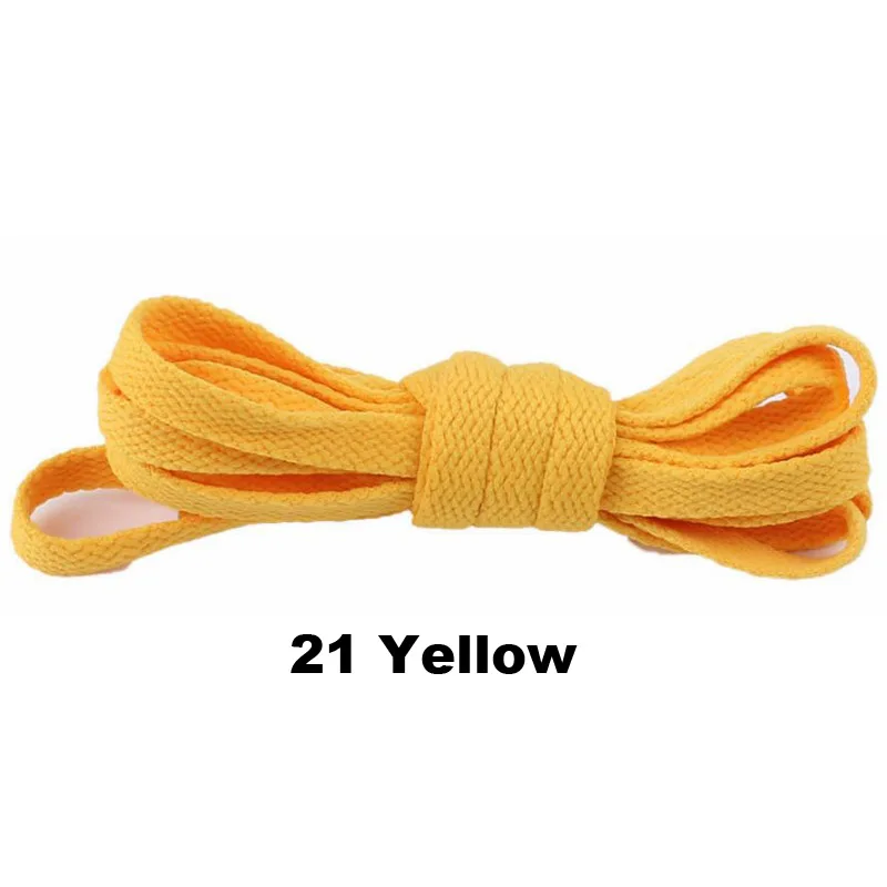 21 Yellow 1 пара плоских шнурков из полиэстера и хлопка, повседневные шнурки без воска,, 9 мм Широкие шнурки для спортивной обуви, 60 см/90 см/120 см/150 см - Цвет: 21 Yellow