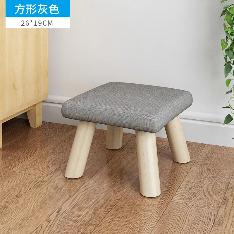 Square grey Табурет оригинальность маленькая скамейка низкий табурет из цельного дерева домашний тканевый художественный маленький табурет круглый табурет диван табурет - Цвет: Square grey
