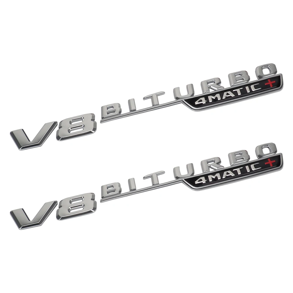 Silver Для детей от 1 года до 5 лет пара V8 BITURBO 4matic сторона корпуса логотип Стикеры для Mercedes Benz AMG W211 W212 W213 W218 W220 W221 S350 S430 S500 S550 CLS CL - Название цвета: Silver