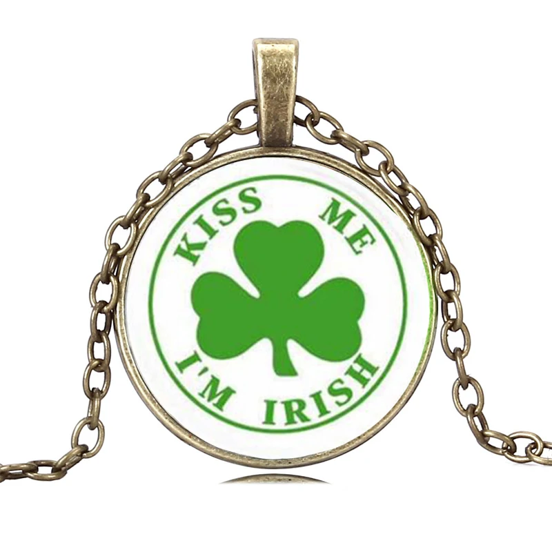 JEPHEN Kiss Me I'm Irish Clover Pendant Chain Necklace Saint Patricks Day Gift Fashion Jewelry for Women Kids Friends Family | Украшения