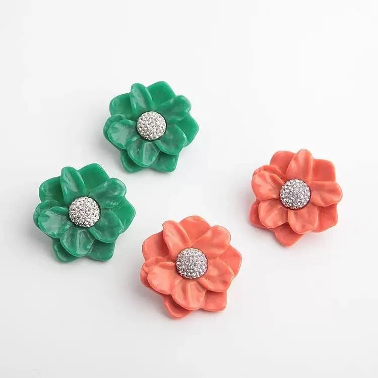 Amybaby Luxury Fashion Flower Crystal Resin Womens Beautiful Stud Earring Enamelled Glaze Jewelry For Party | Украшения и