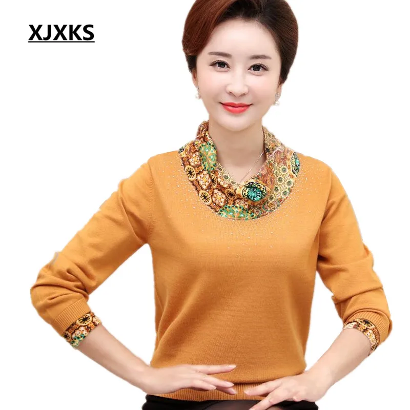 XJXKS New 2020 fashion autumn and winter warm knitted pullover long-sleeved factory-direct-clothing women Christmas sweater | Женская
