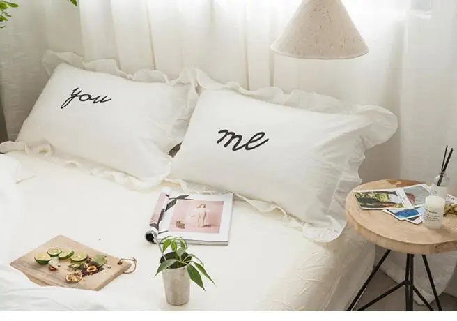 

Однотонная хлопковая наволочка с надписью в стиле принцессы, белая пудра, серая, хлопковая наволочка с эффектом потертости, хлопковая навол...