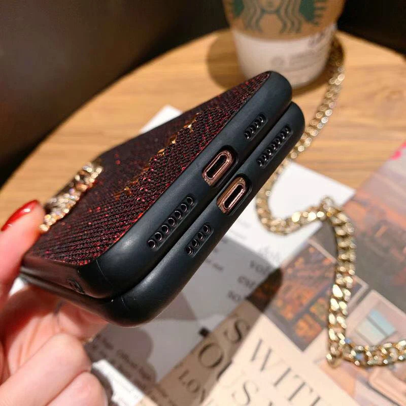 Fashion Brand Sequins Glitter Luxury Deer Golden Red Women Mobile Phone Cases for iPhone 6 6s 7 8 Plus X XR XS Max Covers Gifts |