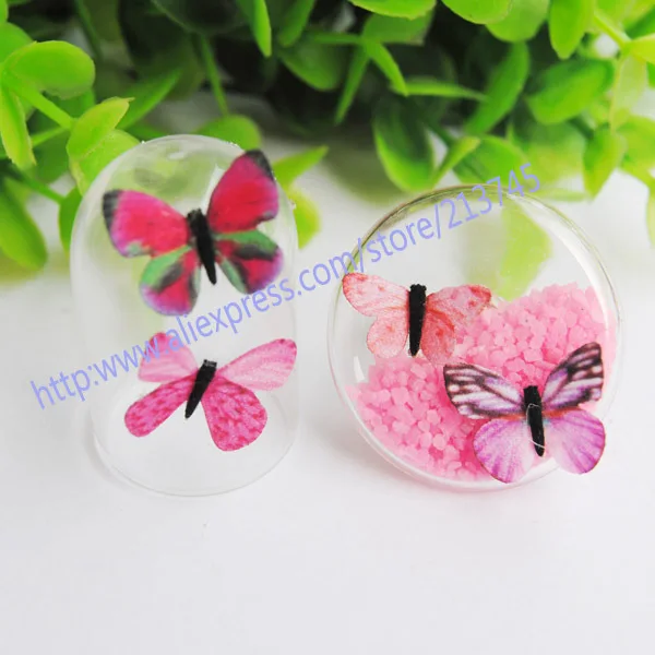 

Free ship!!50pcs/lot 3-4cm mixed color cloth Butterfly glass globe filler glass bubble DIY jewelry findings