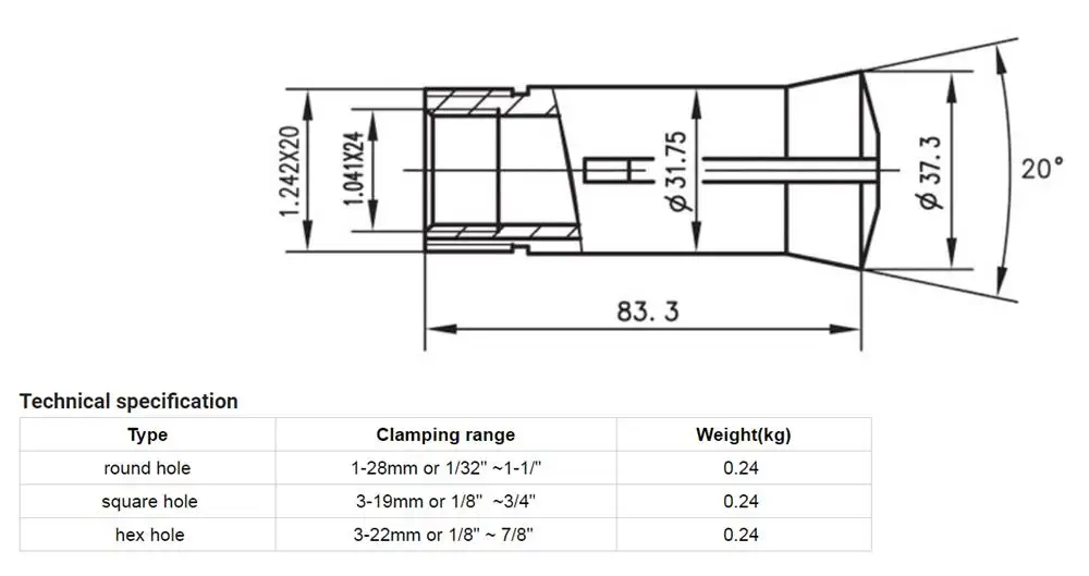 DANIU портативный круглый тип 5C пружинная Цанга 1/8 1/4 1/2 дюйма Пружинные клещи Imperial для фрезерного станка легкие
