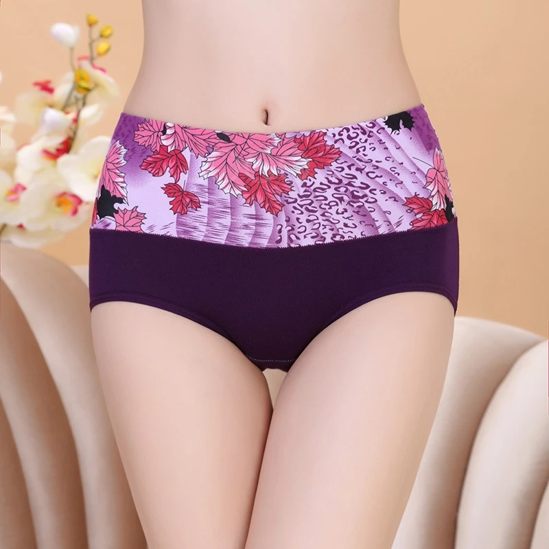 Трусики с высокой талией Коллагеновые трусики узором листьев Корректирующее