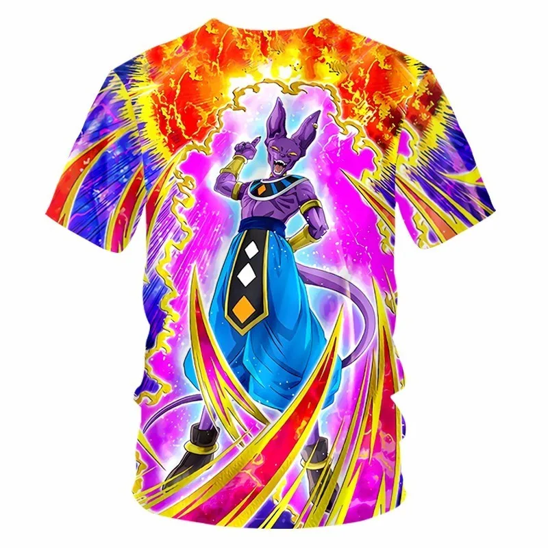 OGKB New Arrival Mens Tshirt Funny Printing Dragaon Ball Beerus 3d T-shirt With V Neck Man Hiphop Short Sleeve Casual Tee Shirts