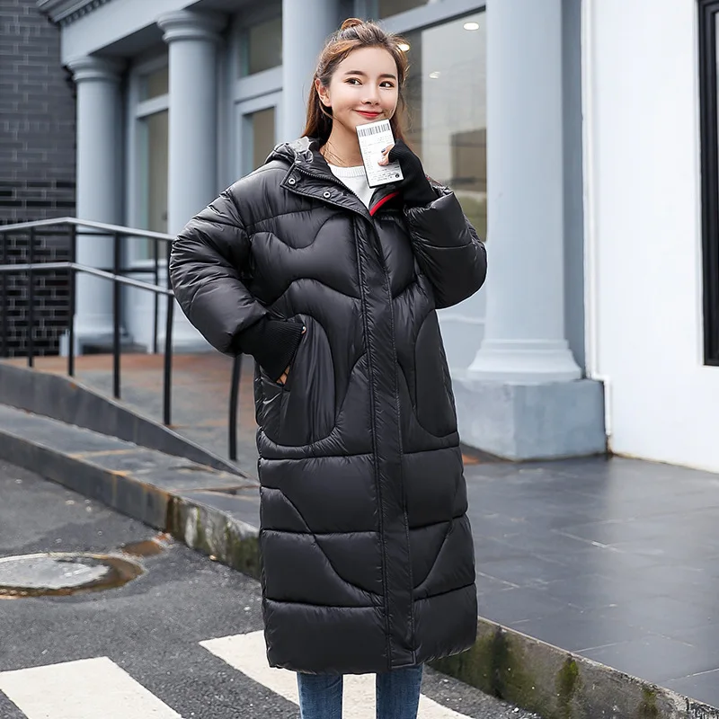 

2019 Time-limited Winter Clothes Cotton Woman Long Fund Overknee Easy Will Code Coat Thick. Campus Wear Even Hat Cotton-padded