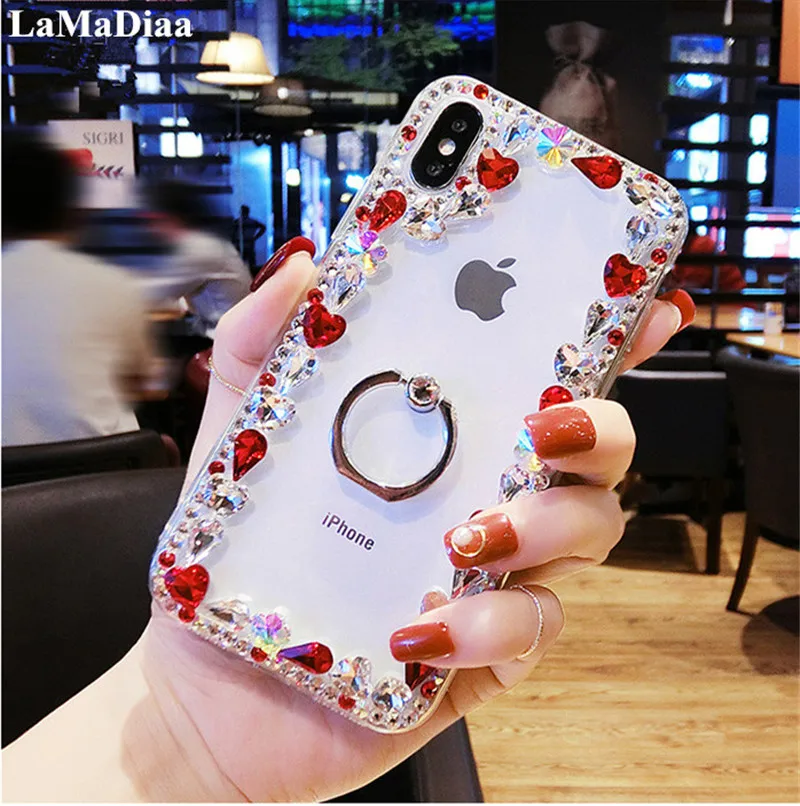 Блестящий чехол для iPhone12 11 Pro MAX украшение с прозрачными стразами 6 7 8 Plus X XS XR