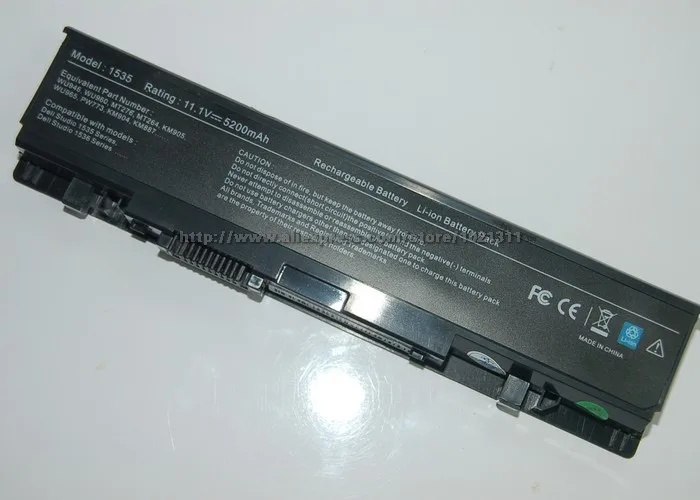 Аккумулятор 4400 мАч для Dell Studio 1535 1536 1537 1555 1557 1558 PP33L PP39L 312-0701 312-0702 A2990667 KM958 KM965 MT264 WU946 |