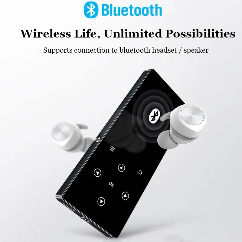 HLTON 8 Гб металлический Bluetooth MP3 Плеер 1 дюймов сенсорная кнопка FM радио Запись