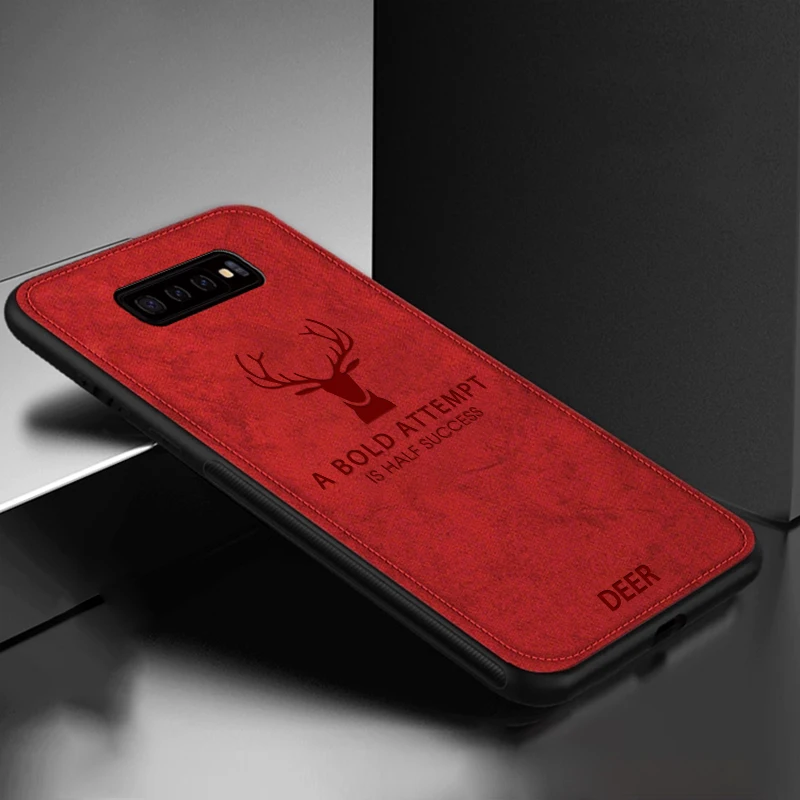 Красный Ткань с рисунком оленя чехол для samsung A6 A7 A8 A9 мягкая задняя крышка чехол для Galaxy A90 A80 A70 A50 A40 A30 A20 A10 S8 S9 S10 плюс M20 - Цвет: Красный