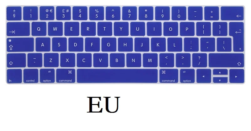 EU Navy Blue ЕС США для Macbook Pro 13 15 крышка клавиатуры силиконовый A1706 A1989 A1707 A1990 Английский для Macbook Pro 13 15 клавиатура пленка - Цвет: EU Navy Blue