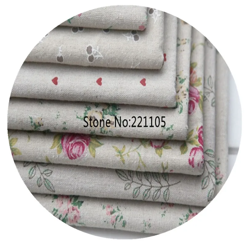 

7Piece/Lot 50CM*50CM Zakka Linen Cotton Print Fabric Material For Sewing Patchwork Handmade Pillow Table Cloth Diy