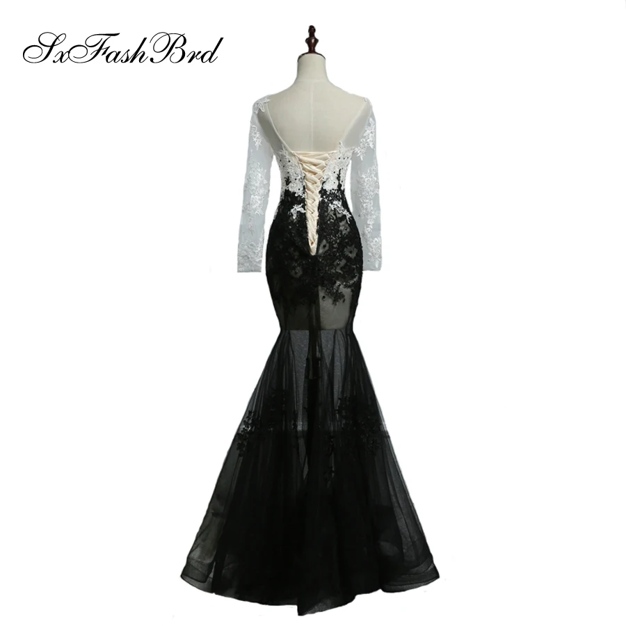 Vestido De Festa Sweetheart Long Sleeves Mermaid With Appliques Tulle Party Elegant Evening Dresses Dress for Women | Свадьбы и