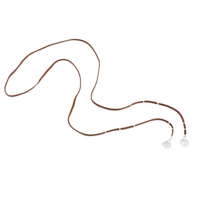 New Black Suede Leather Cord Necklace Fashion Long round Choker Statement Necklaces for Women Collier Bijoux Wholesale | Украшения и