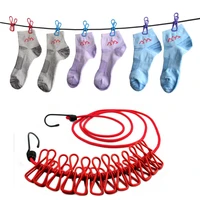portable travel stretchy clothesline outdoor camping windproof clothes line with 12 clamp clip hooks travel kit edc tools