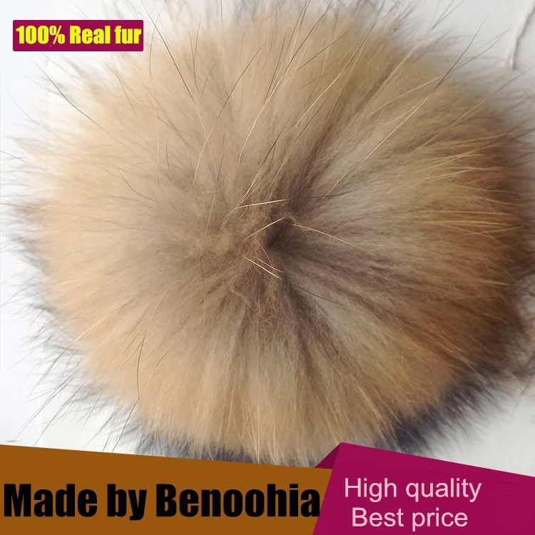 15pcs a Lot Wholesale Fluffy Real Raccoon Fur Pompoms Big Nature Round Fur Pom poms Hairy Ball For Knitted Hats Caps Skullies