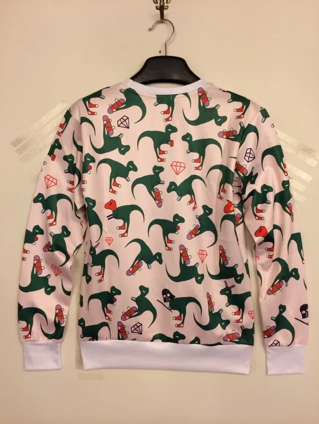 Объёмный рисунок (3D принт) Толстовка мультфильм с принтом динозавра для мужчины и