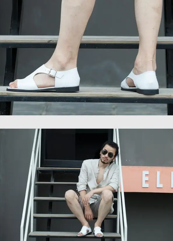 Сандалии мужские из натуральной кожи роскошные босоножки мягкой плоская подошва