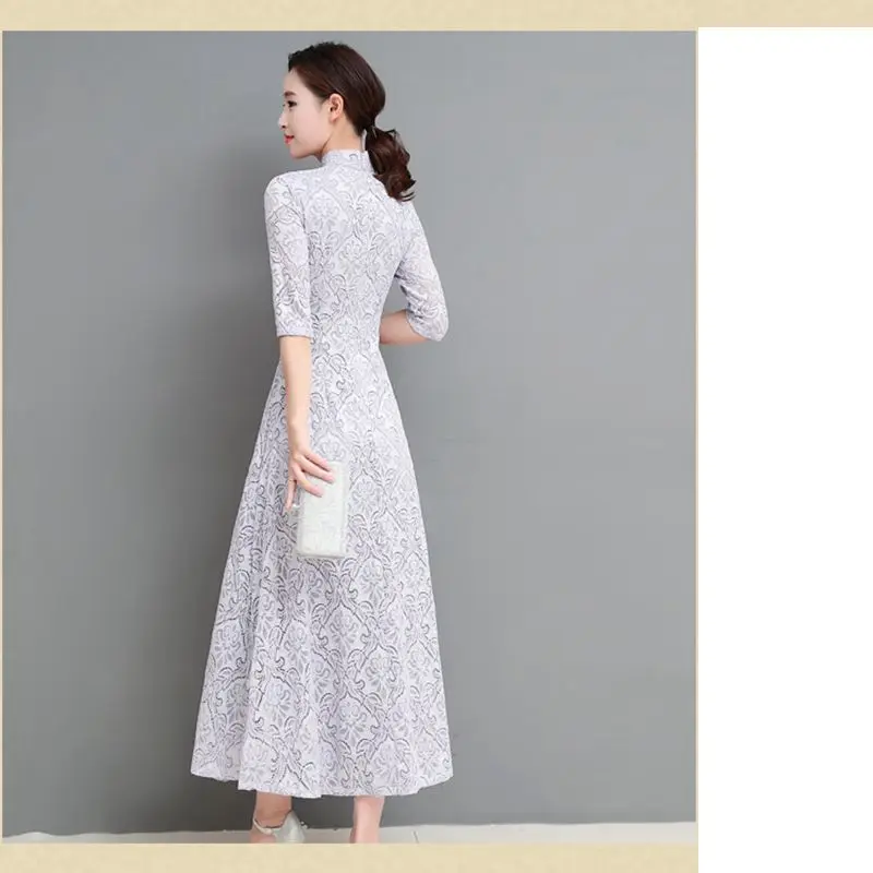 Осень 2019 женское платье новый стиль модное винтажное S 3XL элегантное Cheongsam тонкое