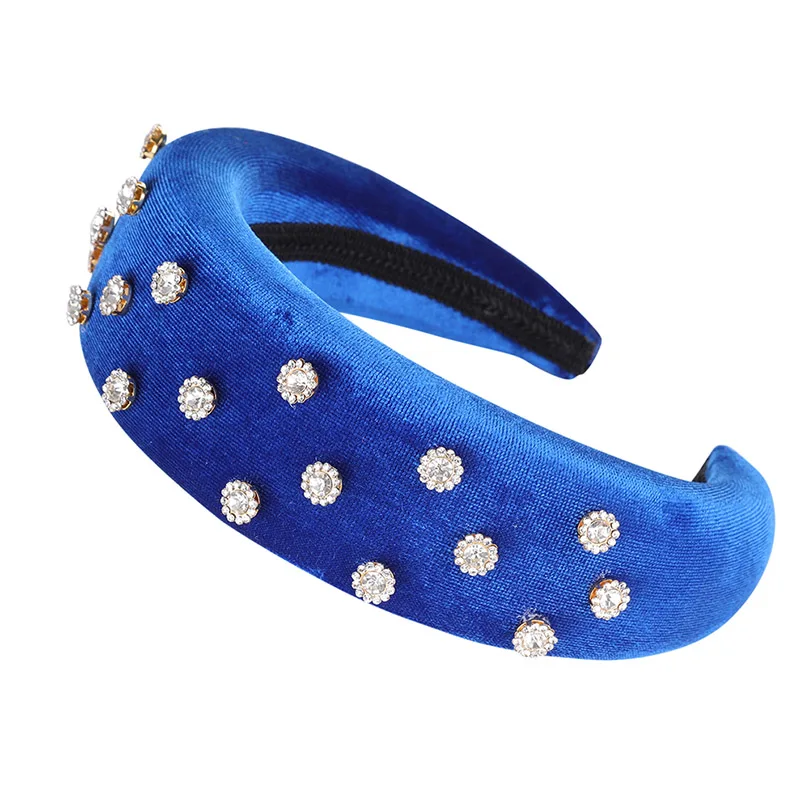 G AWAYTR New Retro Velvet Sponge Rhinestone Hairband For Women Padded Headband Girls Hair Accessories Hair Jewelry Free Shipping - Цвет: G