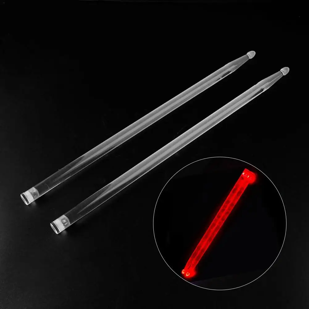 Luminous Drumsticks, Stage Jazz Drumsticks, Bright LED Light Up Drum Stick, Glows In The Dark, 5A Acrylic Material