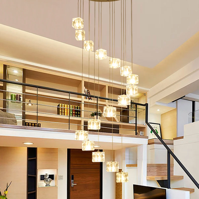 売却 ラウンドクリスタルペンダントランプサスペンション階段照明 XL ロング 1-6 M ペントハウス G4 Led スパイラル階段ペンダントライト器具