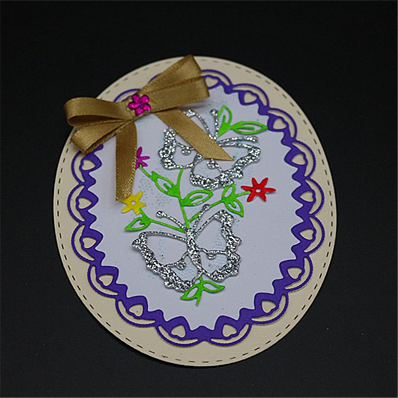 

AZSG Round Frame Leaves Butterfly Cutting Die for DIY Scrapbooking Decoretive Embossing Stencial DIY Decoative Cards die cutter
