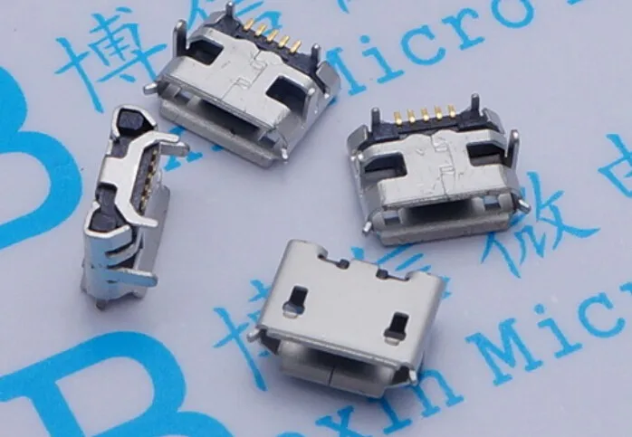 100 шт. micro USB 5pin jack Ox horn Four leg plate socket Female connector short игла mini usb Бесплатная доставка|usb