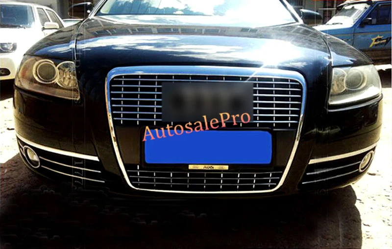 DIY хром передних противотуманных фар + центральный решетка сетка в полоску