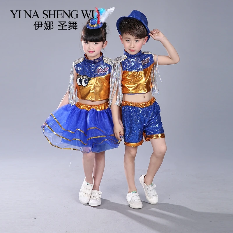 Детские костюмы для джазовых танцев из 2 предметов Детский комплект пышная юбка