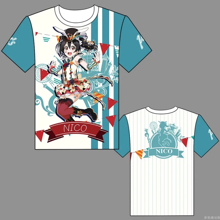 LoveLive цирк Awaken Футболка с принтом косплей костюм Любовь живой Хонока Косака Уми Сонода Ayase Eli футболка с короткими рукавами