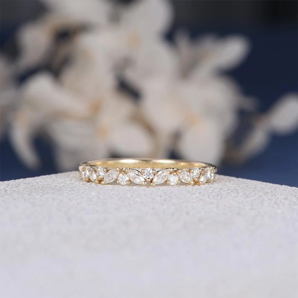 Уникальное обручальное кольцо Настоящее 14 k 585 Белое Золотое для женщин юбилей