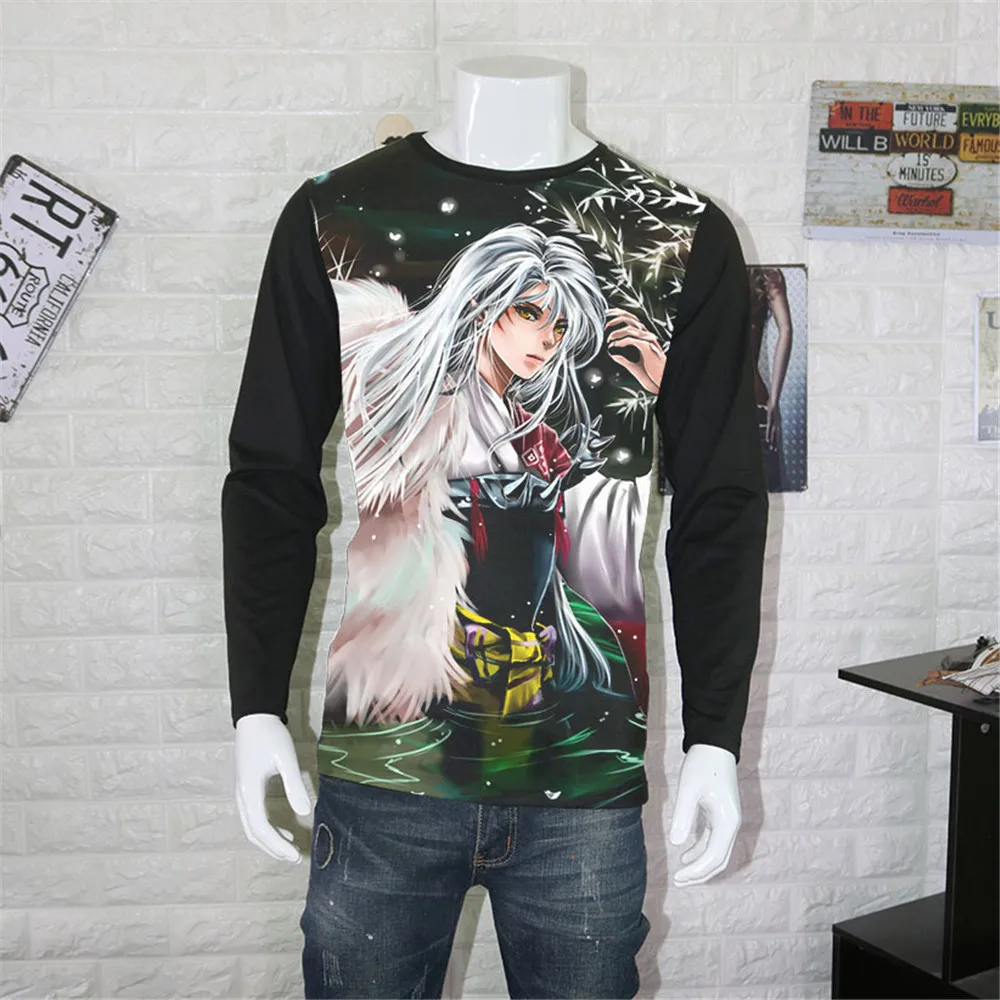 Косплей Аниме унисекс Топы Футболка Inuyasha футболка с длинным рукавом Moneca Stori