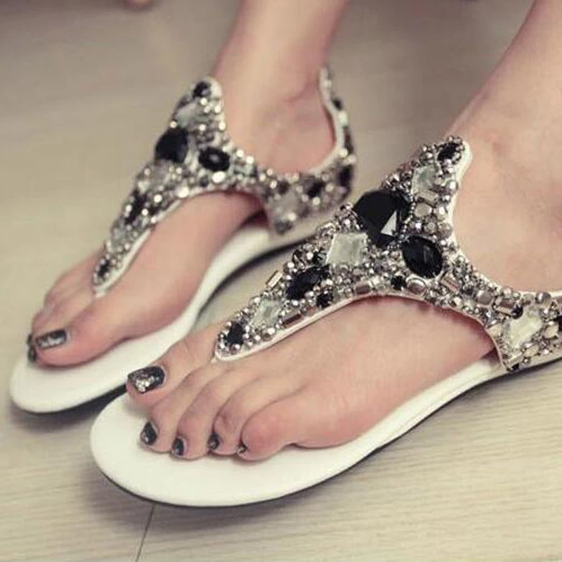Женские босоножки на плоской подошве небольшие размеры 34 40 41|sandal shoes|summer shoesdiamond flat