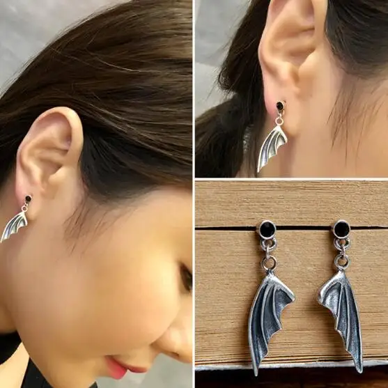 Готический панк настоящие антикварные серьги из стерлингового серебра S925