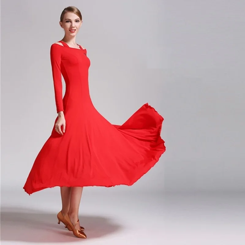 Женский костюм для бальных танцев вальса с длинным рукавом профессиональный