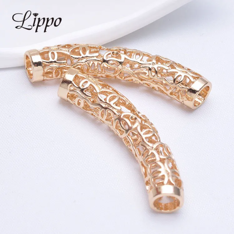 10 шт 24k позолоченные медные полые изогнутые Длинные трубки соединители