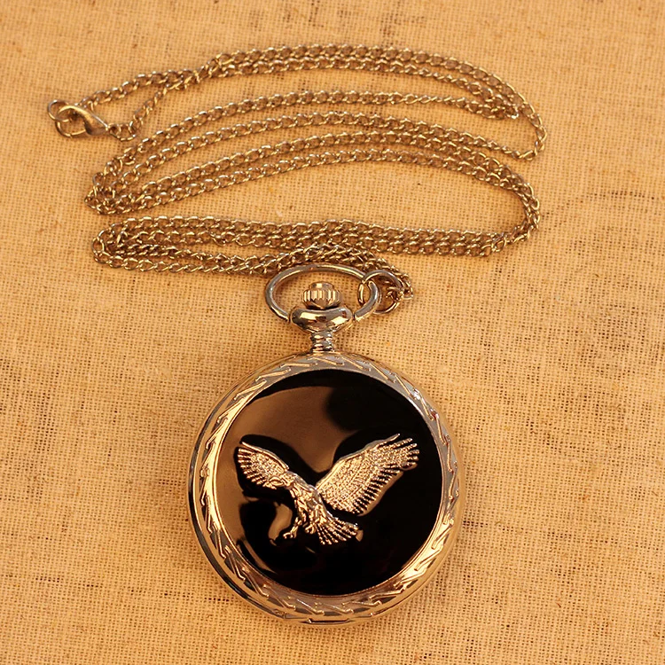 Унисекс 78 см цепь Орел узор черный серебристый корпус Модный повседневный