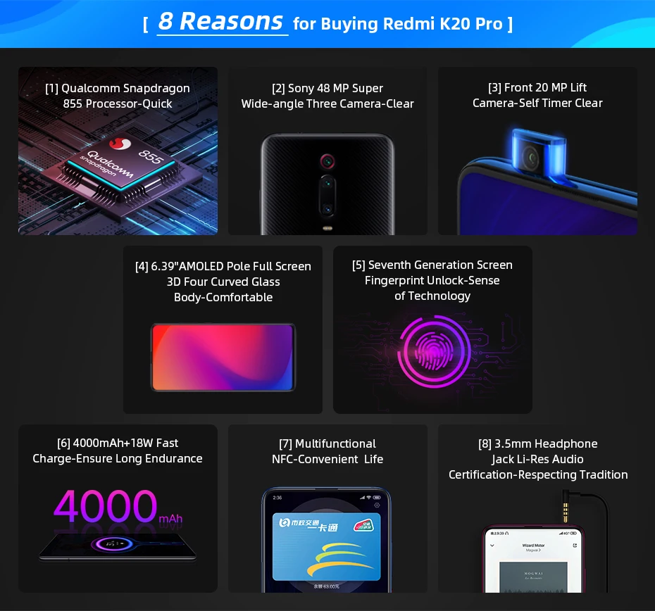 Смартфон Xiaomi Redmi K20 Pro с глобальной ПЗУ, 6 ГБ, 128 ГБ, Восьмиядерный процессор Snapdragon 855, 6,39 дюймов, AMOLED, камера 48 МП, 4000 мАч, NFC