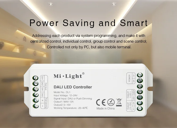 MiBOXER DL1 DALI светодиодный контроллер DC12~ 24V входной сигнал DALI затемнение сигнал/Push Dimming; Макс 12A; одноцветный светодиодный диммер