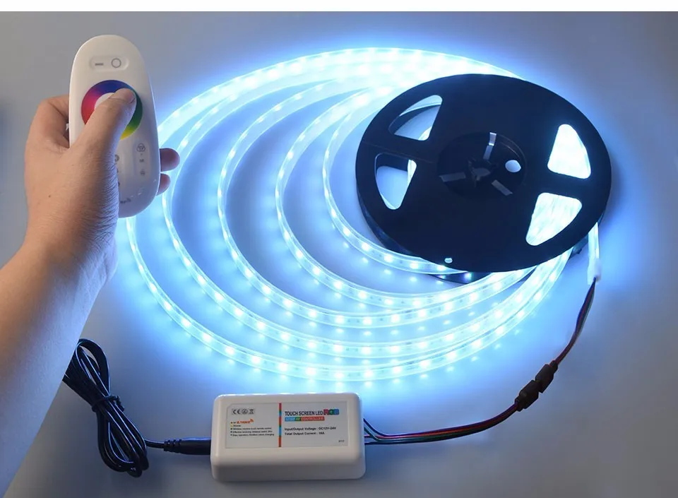 5050 IP67 водонепроницаемая RGB Светодиодная лента 20 м 15 м 10 м полный комплект+ 2,4G RF пульт дистанционного управления беспроводной RGB контроллер+ источник питания AC110V/220 В