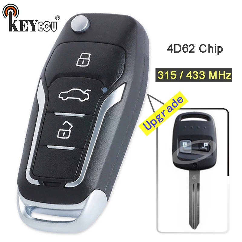 

KEYECU 315 / 433MHz 4D62 Chip Upgraded Flip Folding 2 Button Remote Car Key Fob key for Subaru Impreza Forester Liberty Outback